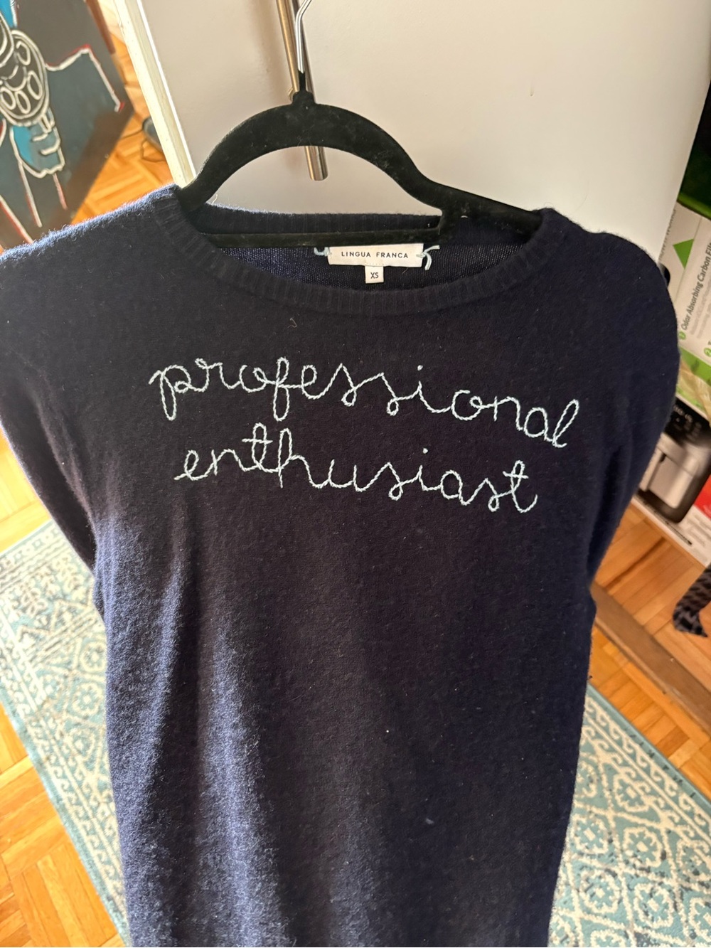 "Professional Enthusiast" Navy Knit Sweater